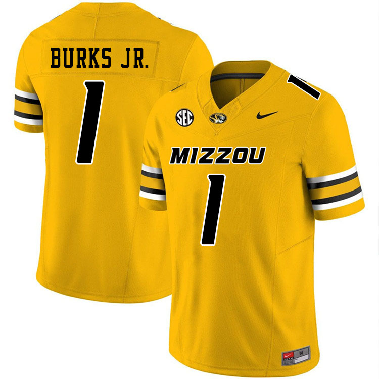 Men #1 Marvin Burks Jr. Missouri Tigers College Football Jerseys Stitched-Gold